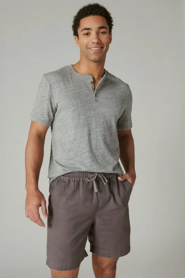 Men Lucky Brand Shorts 7034pull Up Linen Short Blackened Pearl