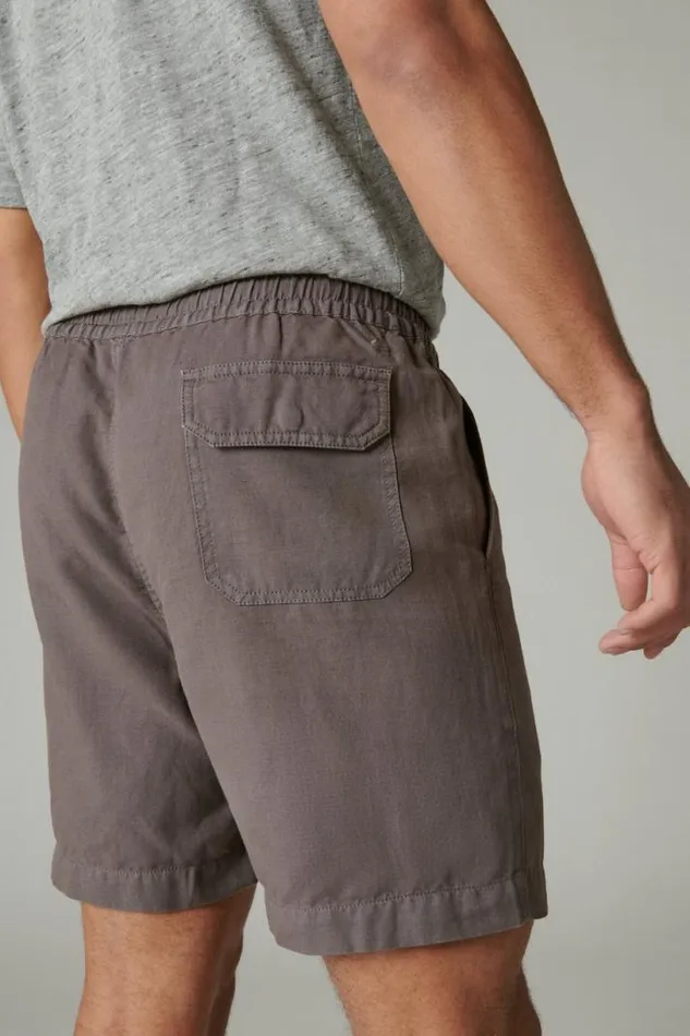 Men Lucky Brand Shorts 7034pull Up Linen Short Blackened Pearl
