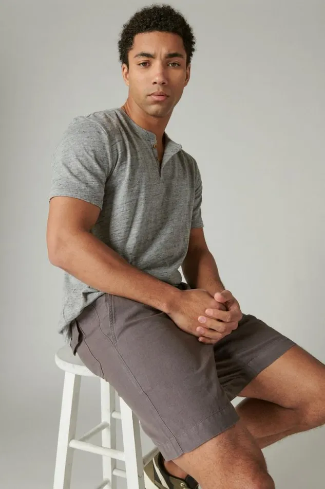 Men Lucky Brand Shorts 7034pull Up Linen Short Blackened Pearl