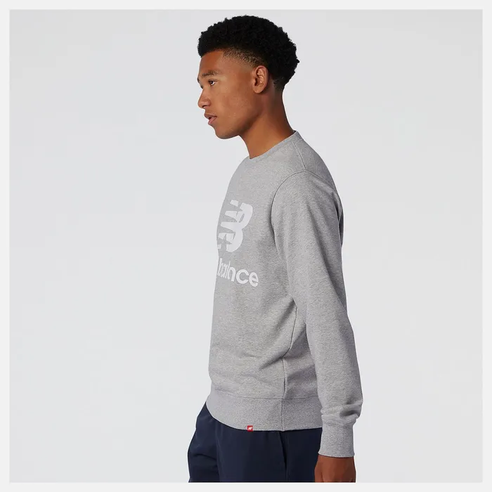 Men NB Essentials Stacked Logo Crew Athletic Grey New Balance Hoodies and Sweatshirts Men NB Essentials Stacked Logo Crew Athletic Grey New Balance Hoodies and Sweatshirts