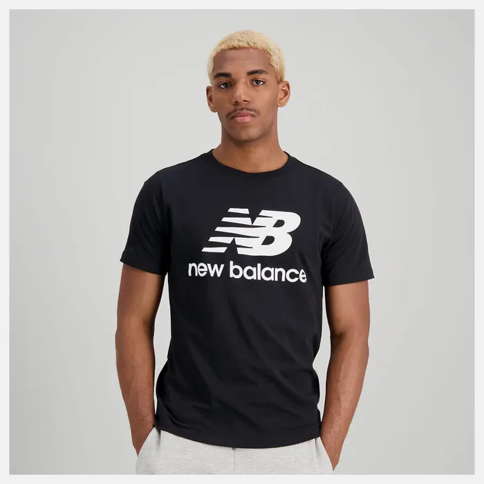 Men NB Essentials Stacked Logo Tee Black New Balance Shirts