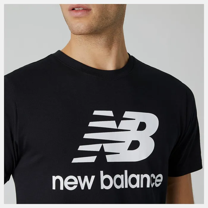 Men NB Essentials Stacked Logo Tee Black New Balance Shirts Men NB Essentials Stacked Logo Tee Black New Balance Shirts