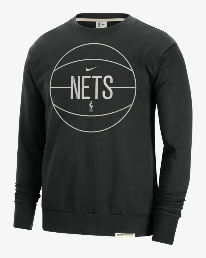 Men Nike Hoodies And Sweatshirts Brooklyn Nets Standard Issue Blackpale Ivorylight Iron Ore