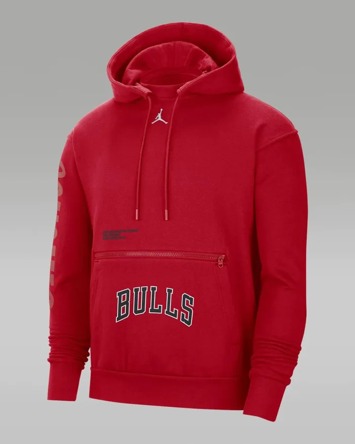 Men Nike Hoodies And Sweatshirts Chicago Bulls Courtside Statement Edition University Red