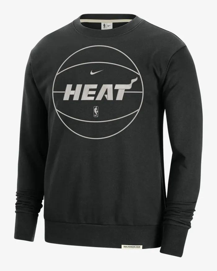 Men Nike Hoodies And Sweatshirts Miami Heat Standard Issue Blackpale Ivorylight Iron Ore