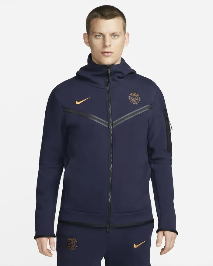 Men Nike Hoodies And Sweatshirts Paris SaintGermain Tech Fleece Windrunner Blackened Bluegold Suede