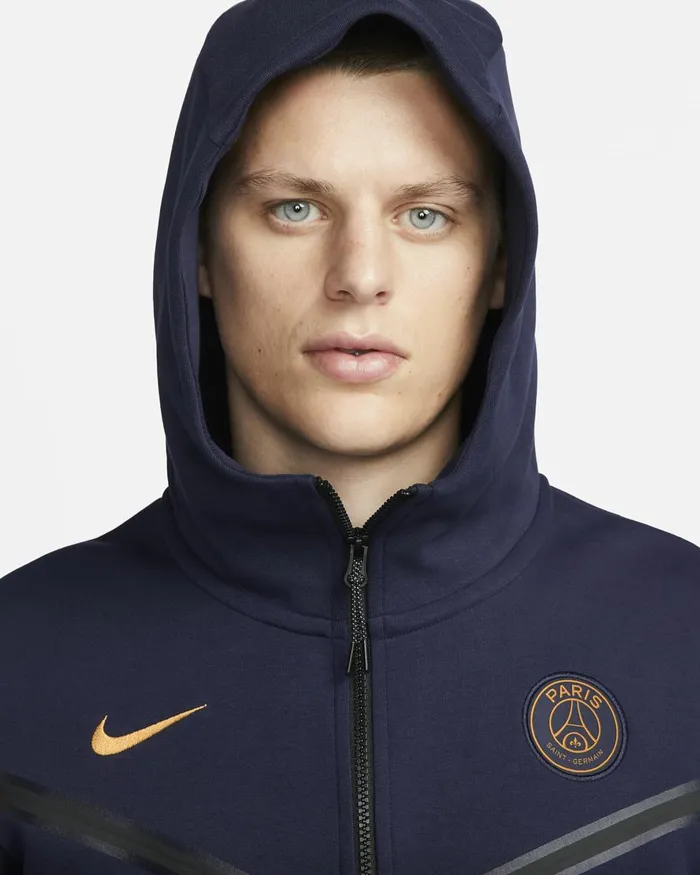 Men Nike Hoodies And Sweatshirts Paris SaintGermain Tech Fleece Windrunner Blackened Bluegold Suede