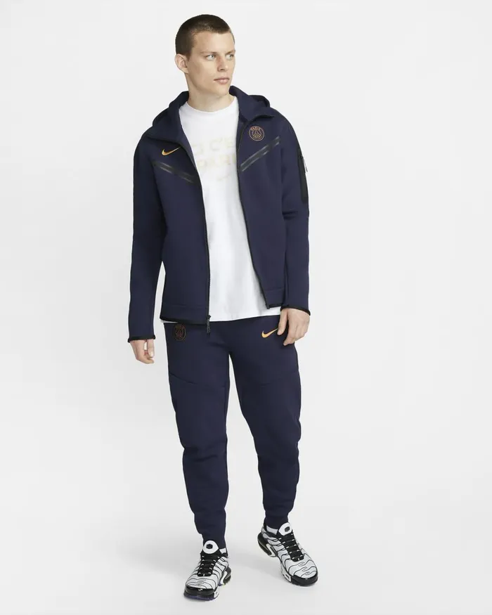 Men Nike Hoodies And Sweatshirts Paris SaintGermain Tech Fleece Windrunner Blackened Bluegold Suede