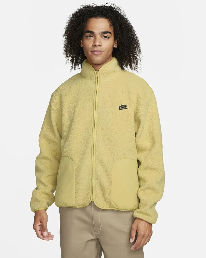 Men Nike Jackets Club Fleece Buff Goldblack