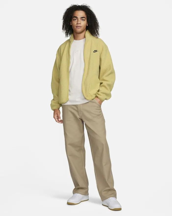 Men Nike Jackets Club Fleece Buff Goldblack