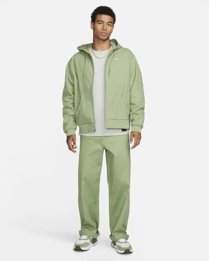 Men Nike Jackets Life Oil Greengold Suedewhite