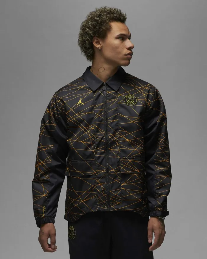 Men Nike Jackets Paris SaintGermain Blacktour Yellow