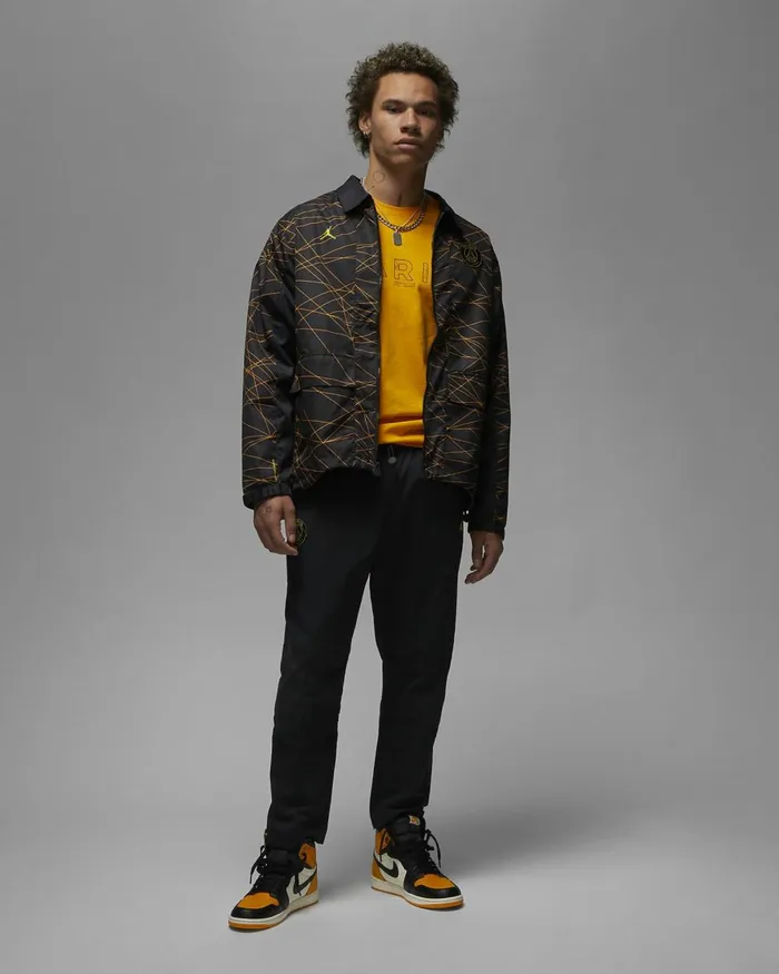 Men Nike Jackets Paris SaintGermain Blacktour Yellow