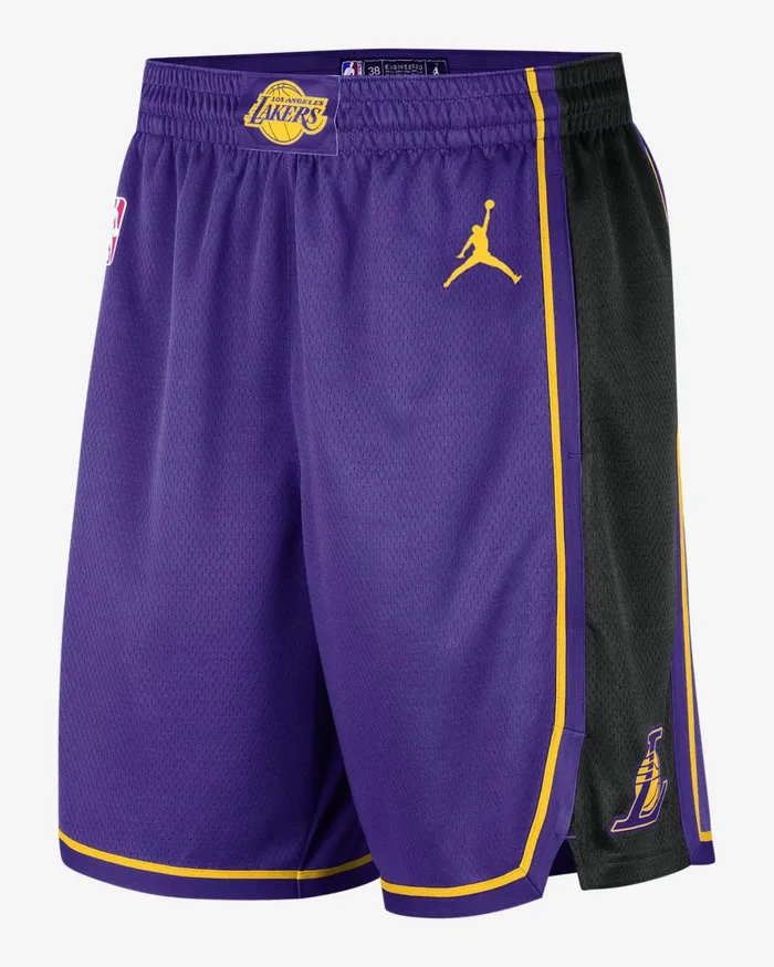 Men Nike Shorts Los Angeles Lakers Statement Edition Field Purpleamarillo