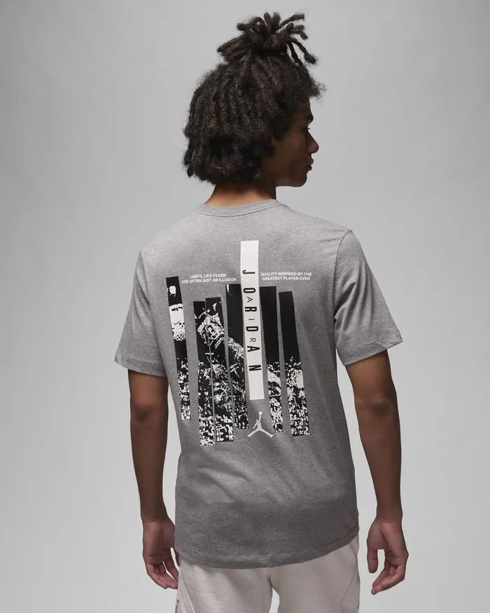 Men Nike Tops And TShirts Jordan Brand Carbon Heatherwhite