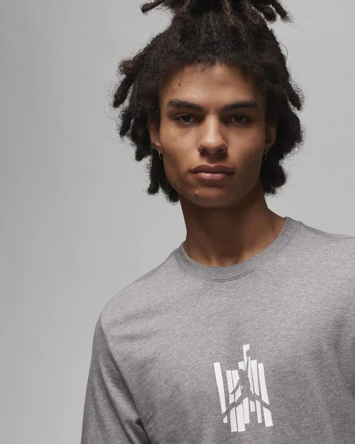 Men Nike Tops And TShirts Jordan Brand Carbon Heatherwhite