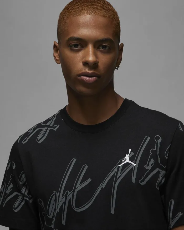 Men Nike Tops And TShirts Jordan Flight Essentials Blacksmoke Greywhite