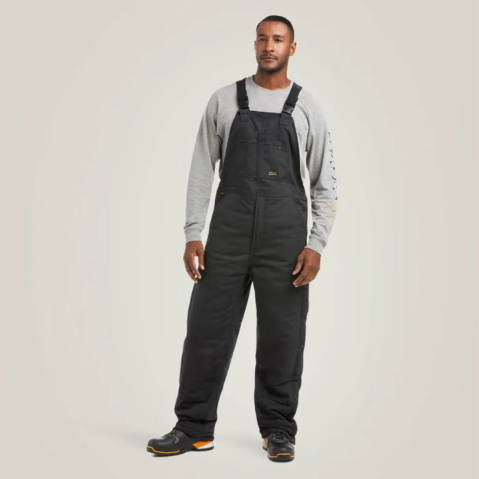 Men Pants and Shorts Ariat Rebar DuraCanvas Stretch Insulated Bib Black