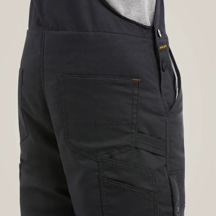 Men Pants and Shorts Ariat Rebar DuraCanvas Stretch Insulated Bib Black