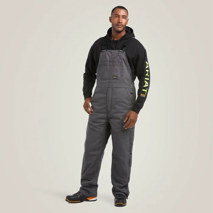 Men Pants and Shorts Ariat Rebar DuraCanvas Stretch Insulated Bib Rebar Gray