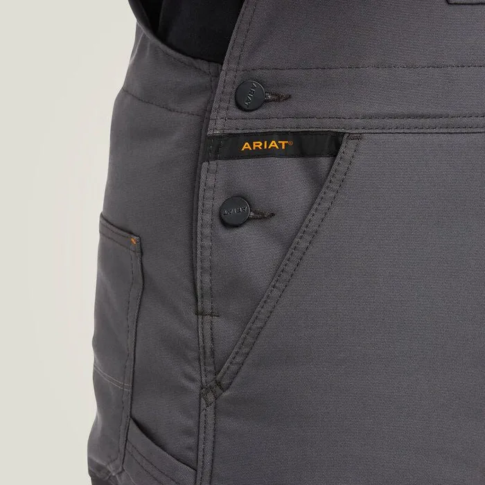 Men Pants and Shorts Ariat Rebar DuraCanvas Stretch Insulated Bib Rebar Gray