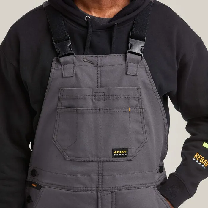 Men Pants and Shorts Ariat Rebar DuraCanvas Stretch Insulated Bib Rebar Gray