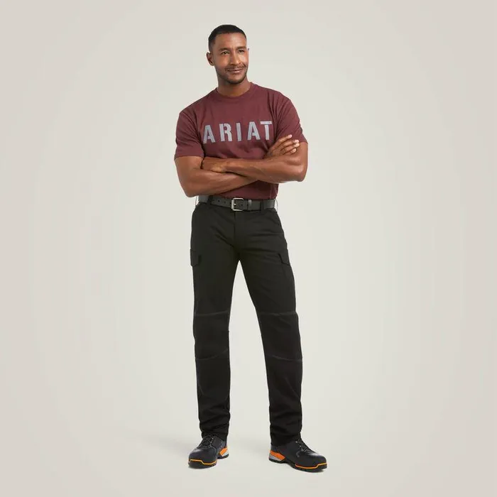 Men Pants and Shorts Ariat Rebar M5 Straight DuraStretch Ripstop Cargo Straight Pant Black