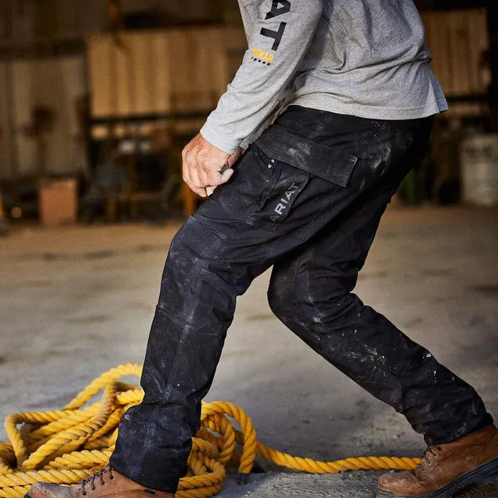 Men Pants and Shorts Ariat Rebar M5 Straight DuraStretch Ripstop Cargo Straight Pant Black
