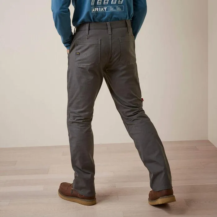 Men Pants and Shorts Ariat Rebar M5 Straight Made Tough Knee Guardian Straight Rebar Grey