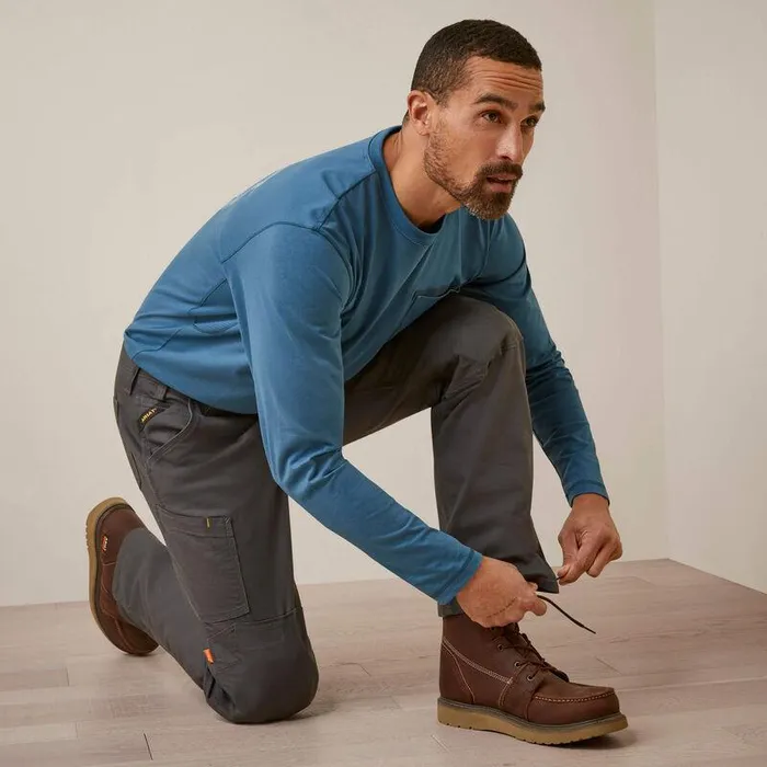 Men Pants and Shorts Ariat Rebar M5 Straight Made Tough Knee Guardian Straight Rebar Grey