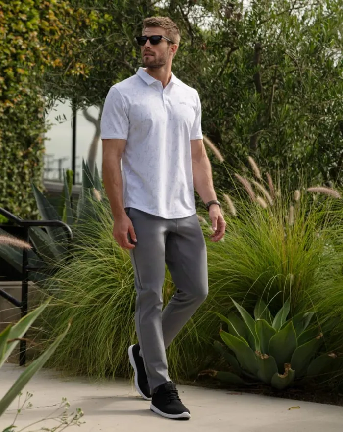 Men Pants TravisMathew OPEN TO CLOSE TECH CHINO PANT Heather Quiet Shade Men Pants TravisMathew OPEN TO CLOSE TECH CHINO PANT Heather Quiet Shade