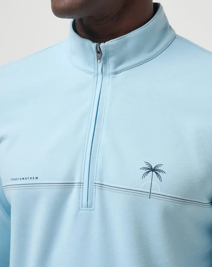 Men Quarter Zips TravisMathew UPGRADED CHEST STRIPE QUARTER ZIP Heather Dream Blue Men Quarter Zips TravisMathew UPGRADED CHEST STRIPE QUARTER ZIP Heather Dream Blue