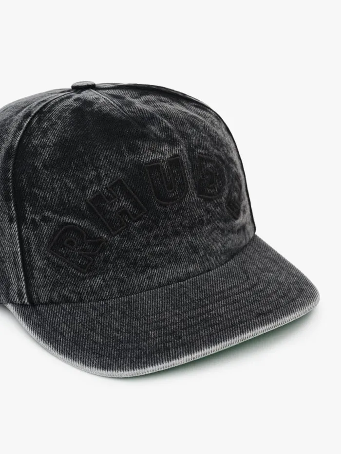 Men Rhude Hats DENIM ARC LOGO HAT Black