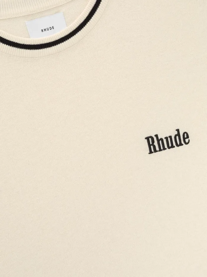 Men Rhude Luxe Knitwear LOGO KNIT TEE Ivoryblack