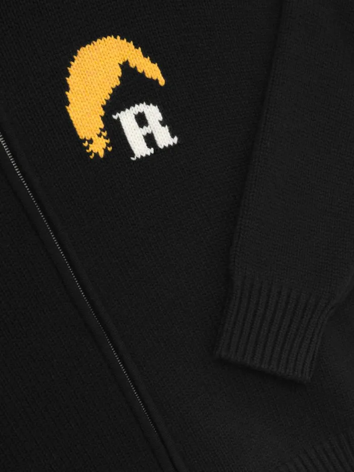 Men Rhude Luxe Knitwear MOONLIGHT KNIT ZIP UP HOODIE Blackyellow