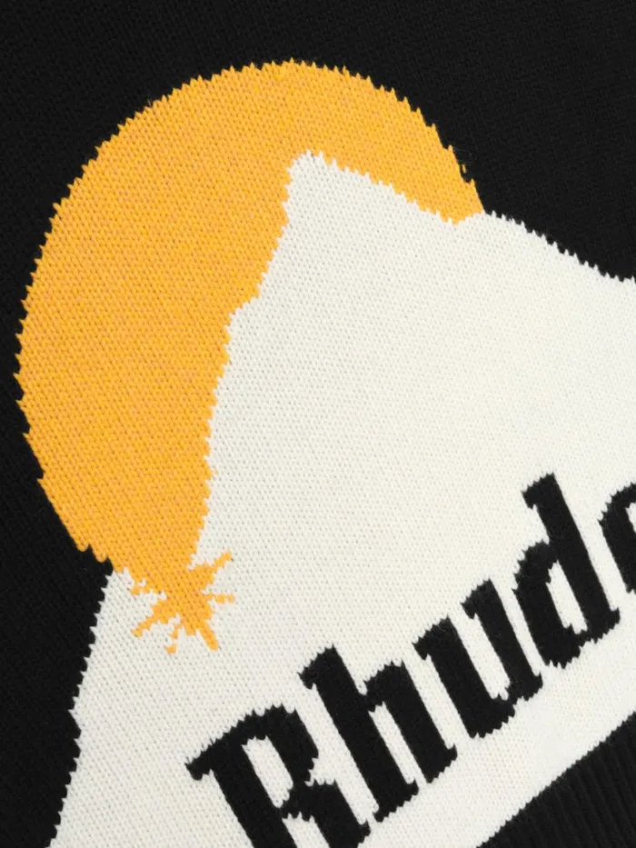 Men Rhude Luxe Knitwear MOONLIGHT KNIT ZIP UP HOODIE Blackyellow