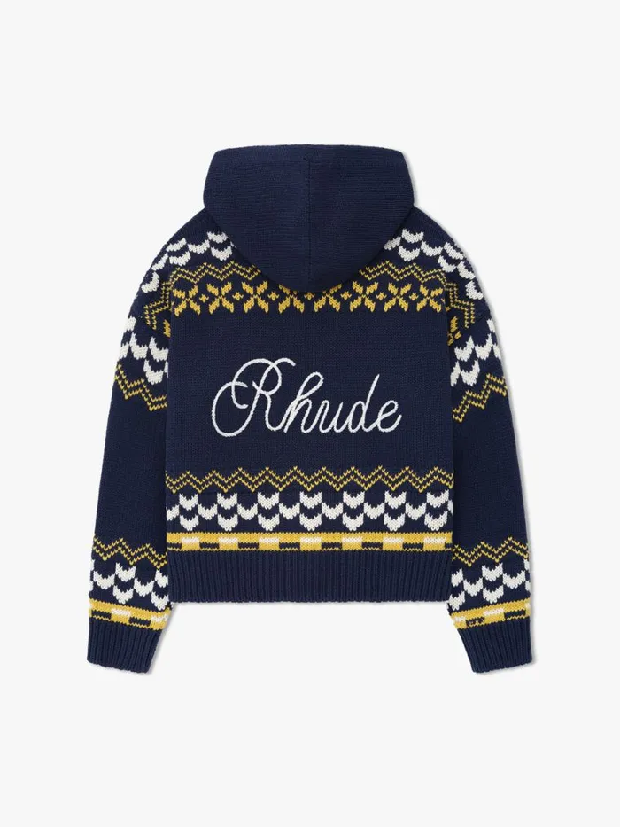 Men Rhude Luxe Knitwear PALMA KNIT ZIPUP Navycremeyellow