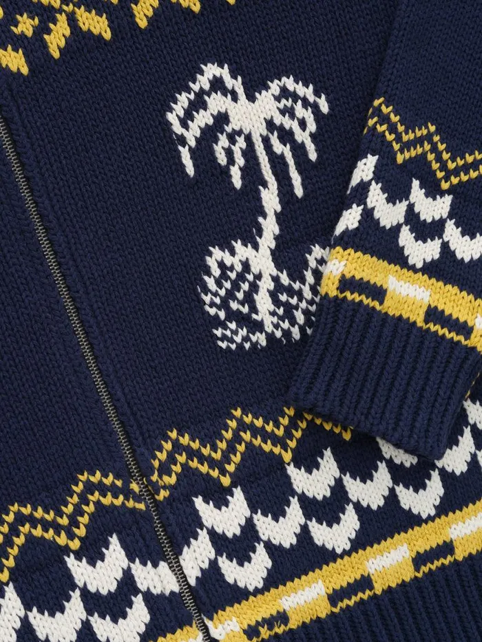 Men Rhude Luxe Knitwear PALMA KNIT ZIPUP Navycremeyellow