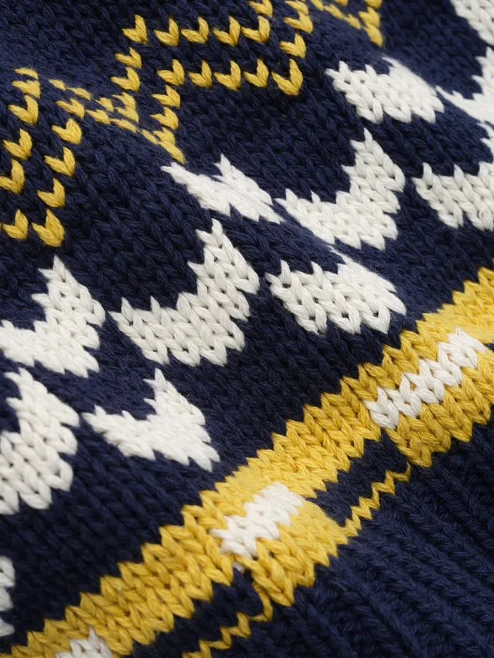 Men Rhude Luxe Knitwear PALMA KNIT ZIPUP Navycremeyellow