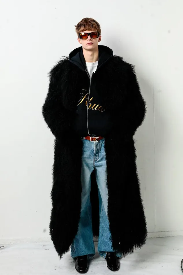 Men Rhude Outerwear VINTAGE SHERPA COAT Black