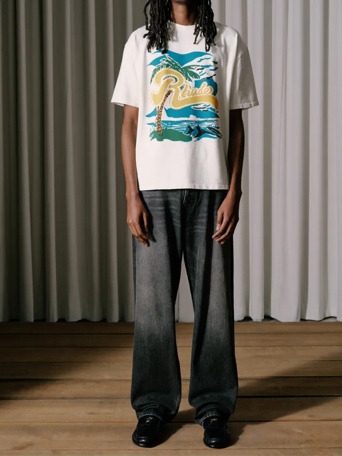 Men Rhude Pants WIDE LEG DENIM Black