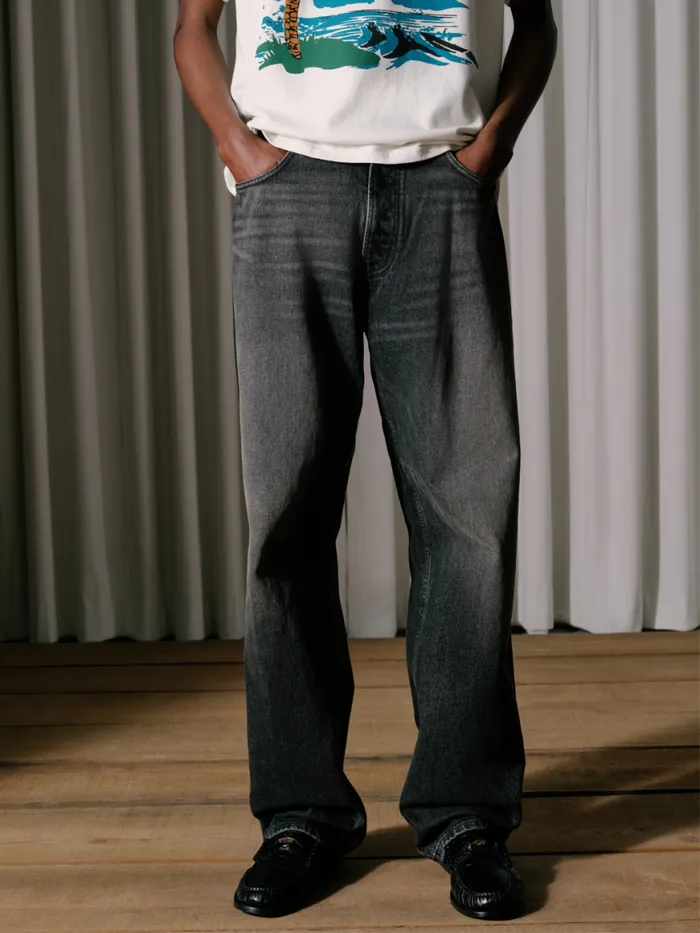 Men Rhude Pants WIDE LEG DENIM Black