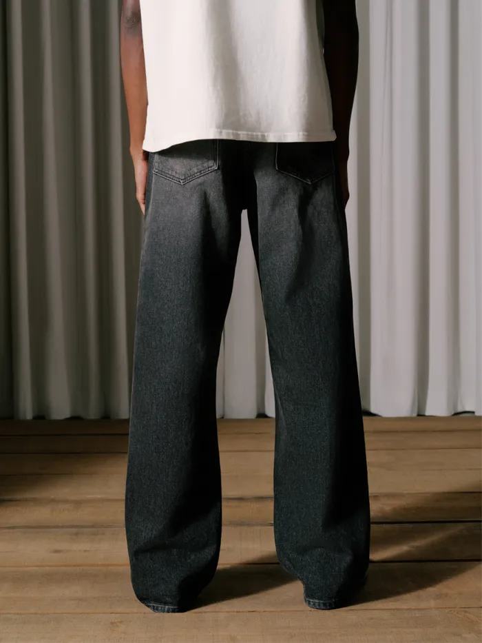 Men Rhude Pants WIDE LEG DENIM Black