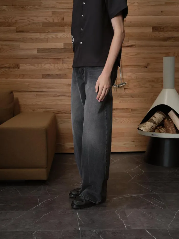 Men Rhude Pants WIDE LEG DENIM Black