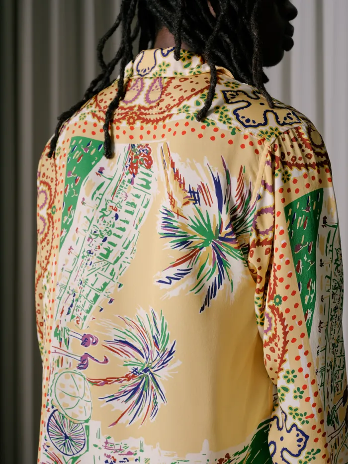 Men Rhude Shirts PALMINA SILK LS SHIRT Multi