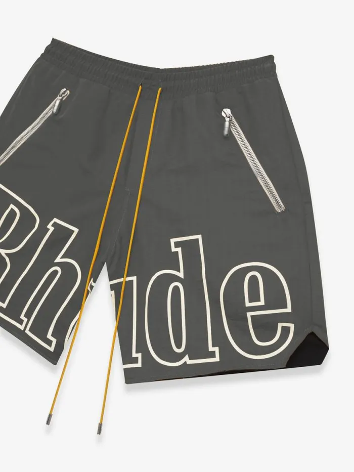 Men Rhude Shorts RH LOGO SHORTS Dark Greywhite
