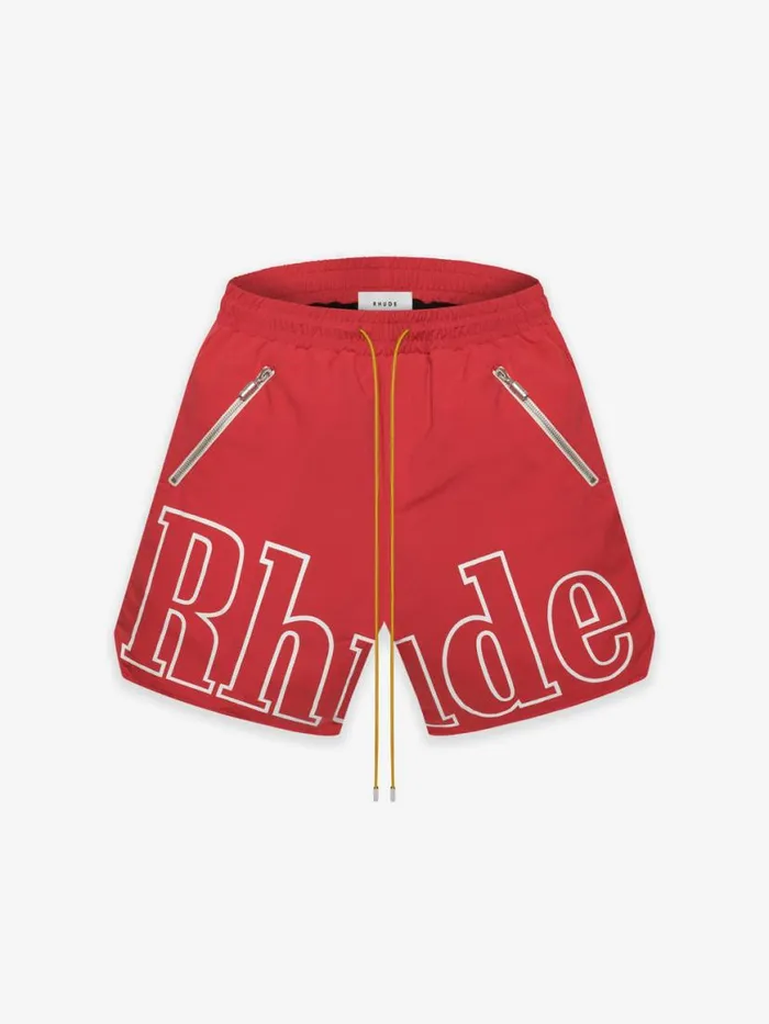 Men Rhude Shorts RH LOGO SHORTS Redwhite
