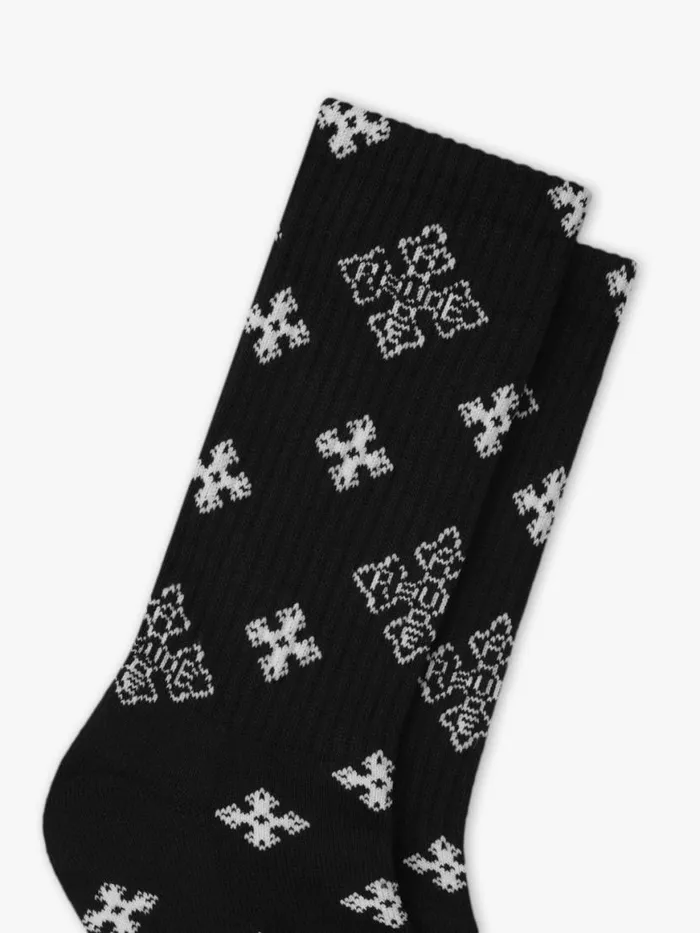 Men Rhude Socks CROSS PAISLEY JACQUARD SOCK Blackwhite