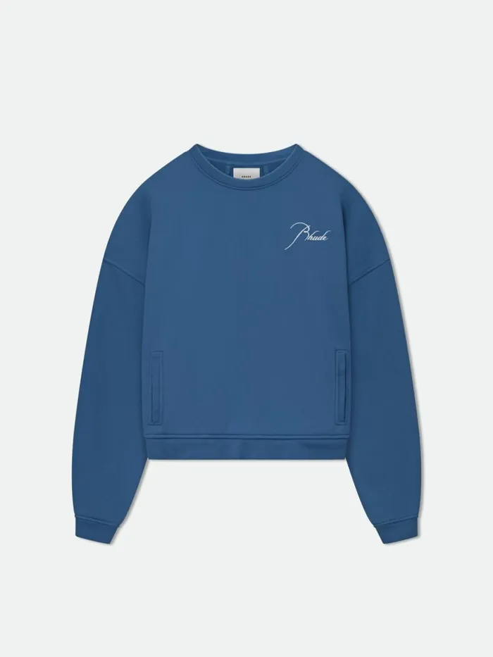 Men Rhude Sweatshirts CLASSIC CREWNECK Vtg Midnight Blue