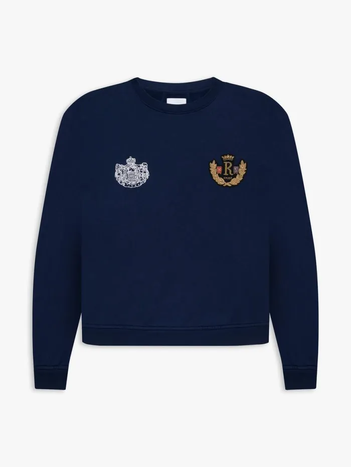 Men Rhude Sweatshirts MONACO CREST CREWNECK Navy